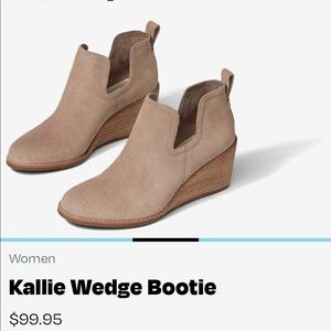 Toms Kallie Taupe Grey Suede Bootie